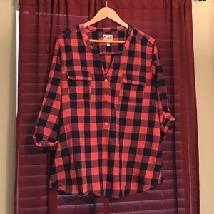 Blue & Red Plaid Top